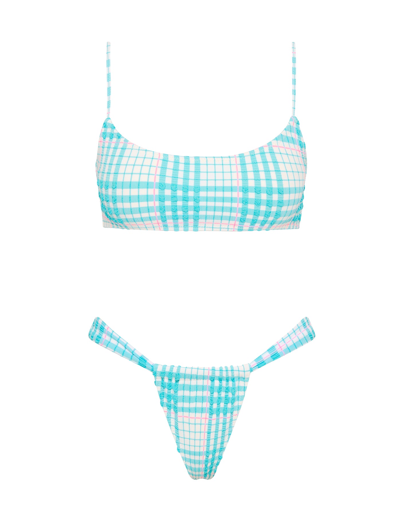MICA - BLUE BLOSS CHECK Crop Bikini Set - Image 10