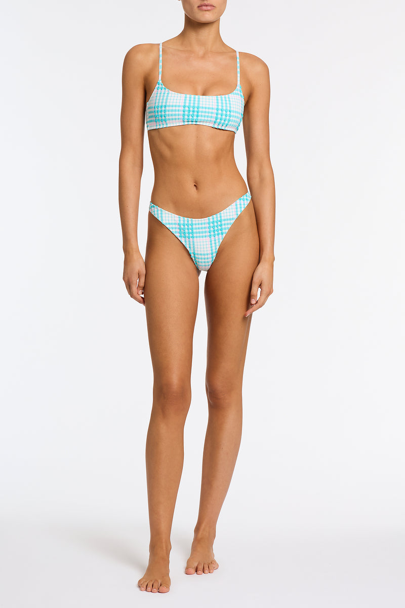 Alternative view of MICA - BLUE BLOSS CHECK Crop Bikini Set